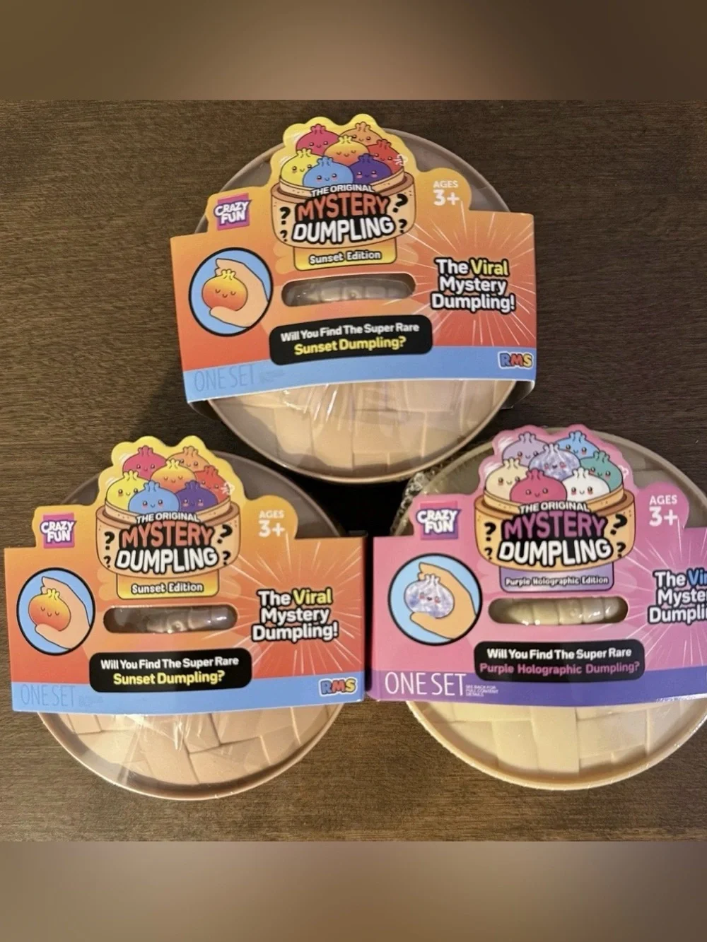 Mystery Dumpling Bundle Lot of 3 Total 2 Sunset 1 Purple Holographic